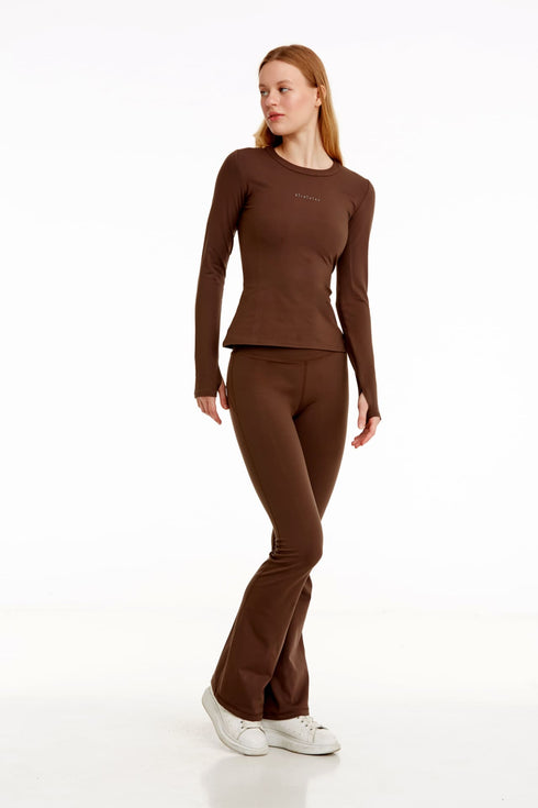 BIRDIESMOOTH - MADE FOR WALKING BOOTCUT YOGA PANTS KOYU KAHVE BOOTCUT YOGA VE SPOR PANTOLONU - Spor ve Yoga Pantolonları - BIRDIEJAY