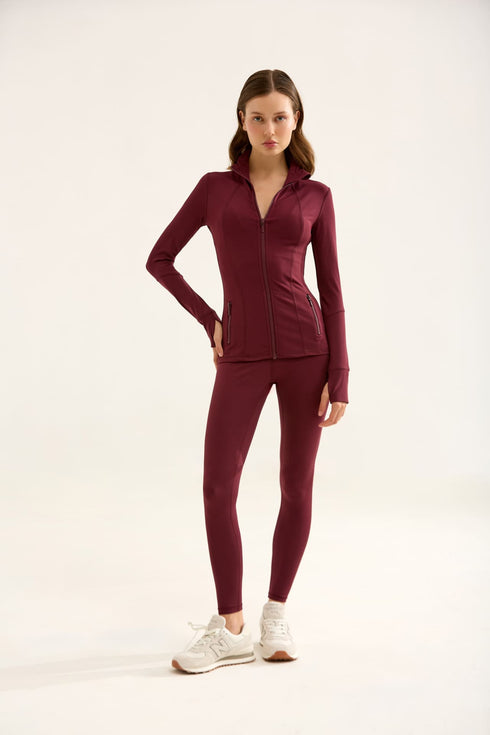 BIRDIESMOOTH - MAIN CHARACTER PILATES JACKET BORDO PİLATES CEKETİ