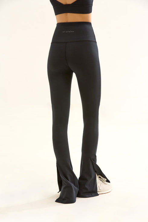 BIRDIESMOOTH - SLIT UP SİYAH YIRTMAÇLI YOGA VE SPOR TAYTI