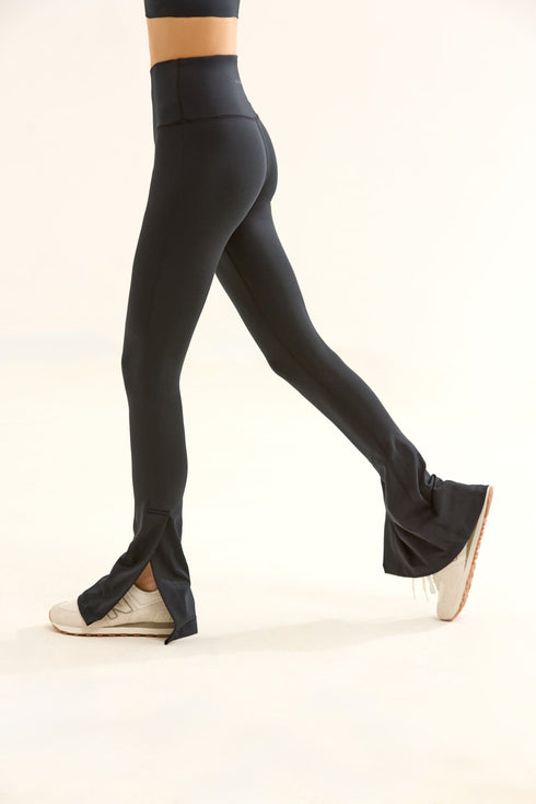 BIRDIESMOOTH - SLIT UP SİYAH YIRTMAÇLI YOGA VE SPOR TAYTI