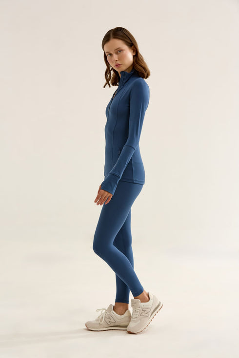 BIRDIESMOOTH - STATEMENT HALF ZIP GECE MAVİSİ YARIM FERMUARLI ÜST