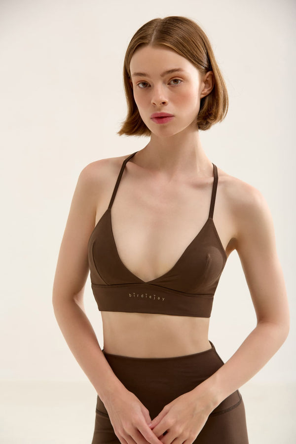 TRIANGLE BRA KAHVERENGİ SPORCU VE YOGA SÜTYENİ