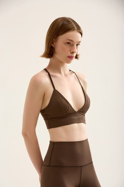 TRIANGLE BRA KAHVERENGİ SPORCU VE YOGA SÜTYENİ