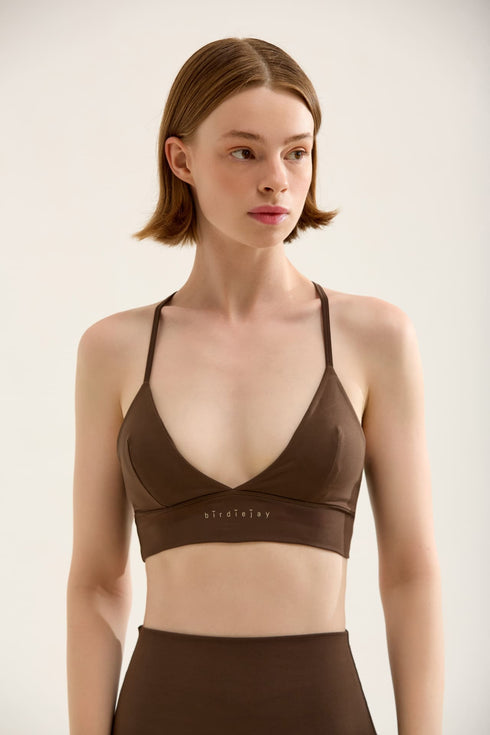 TRIANGLE BRA KAHVERENGİ SPORCU VE YOGA SÜTYENİ