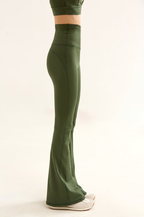 BIRDIESMOOTH - YOGA PANTS FOR LIFE KOYU ZEYTİN YEŞİLİ İSPANYOL PAÇA YOGA VE SPOR TAYTI