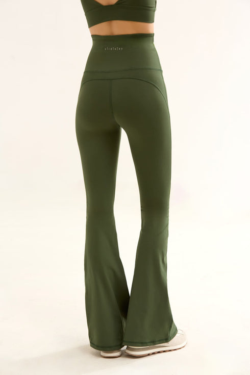 BIRDIESMOOTH - YOGA PANTS FOR LIFE KOYU ZEYTİN YEŞİLİ İSPANYOL PAÇA YOGA VE SPOR TAYTI