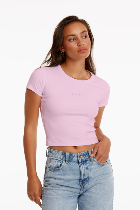 BIRDIESMOOTH - YOUR NEW GO-TO BABY TEE BEBEK PEMBESİ KISA KOLLU T-SHIRT - T-Shirt - Birdiejay