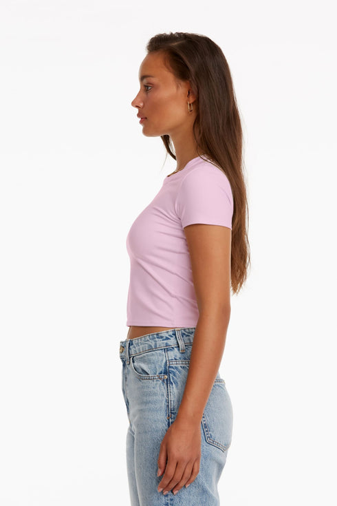 BIRDIESMOOTH - YOUR NEW GO-TO BABY TEE BEBEK PEMBESİ KISA KOLLU T-SHIRT - T-Shirt - Birdiejay