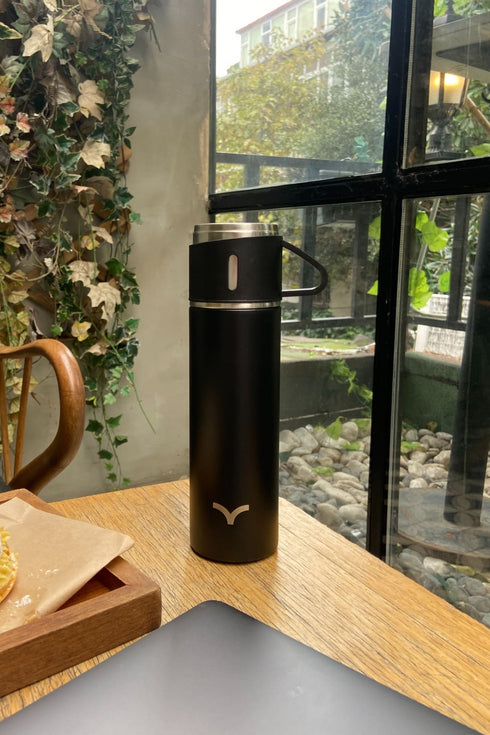 MILDRA THERMOS SİYAH ÇELİK BARDAKLI TERMOS - Termoslar - BIRDIEJAY