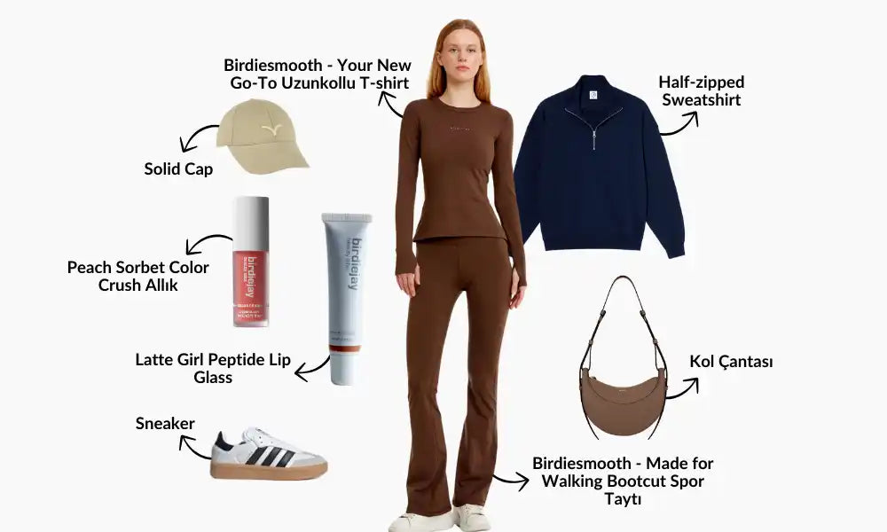 Giysi ve güzellik ürünleri ile moda düzeni.