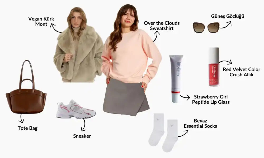 Moda ve güzellik ürünleri kolajı.