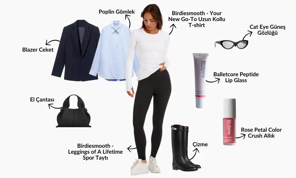 Giysi ve aksesuarlarla moda kolajı.