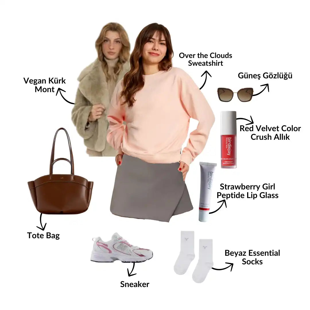 Giysi ve aksesuarlarla moda kolajı.