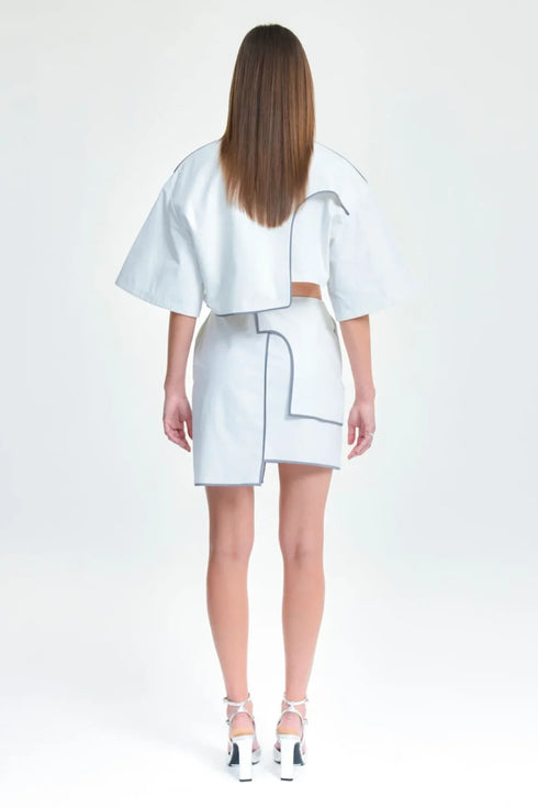 MORPHO MENELAUSS REFLEKTİF DETAYLI CROP CEKET - BEYAZ - Ceketler - BIRDIEJAY