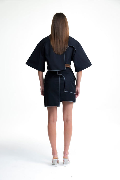 MORPHO MENELAUSS REFLEKTIF DETAYLI CROP CEKET - SİYAH - Ceketler - BIRDIEJAY