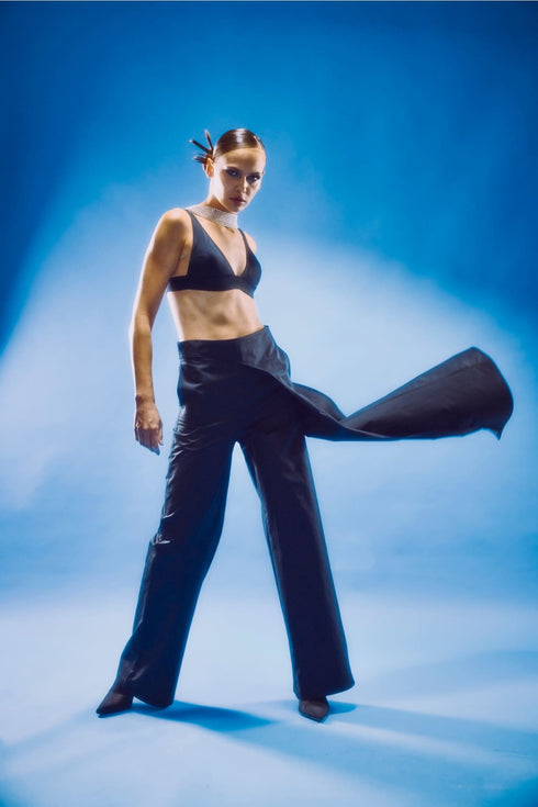 POLYDAMAS SİYAH ETEKLİ PANTOLON - Pantolonlar - BIRDIEJAY