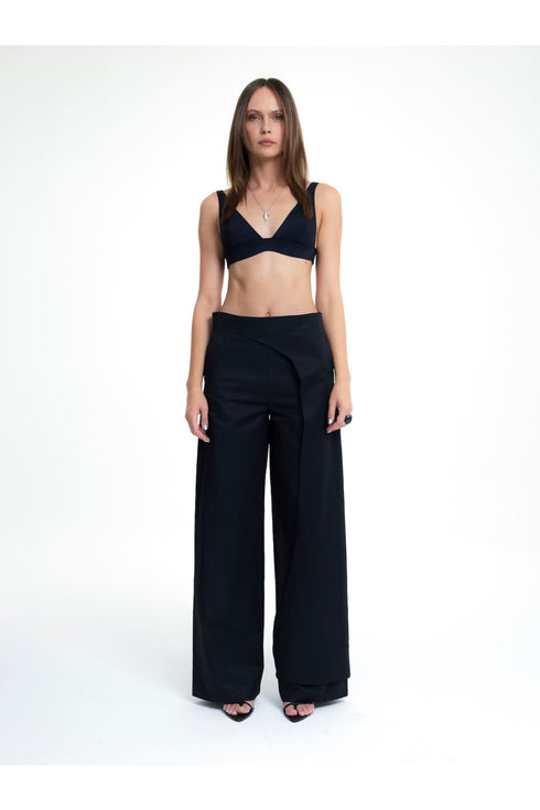 POLYDAMAS SİYAH ETEKLİ PANTOLON - Pantolonlar - BIRDIEJAY