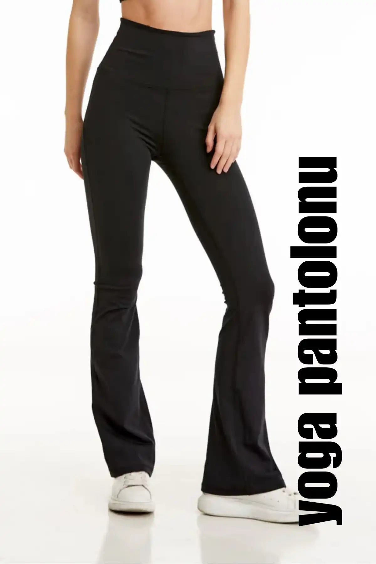 Yüksek bel siyah pileli yogaya pantolon.