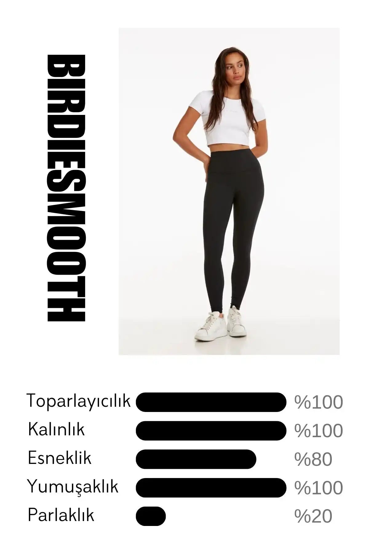 Performans göstergeleriyle siyah tayt.