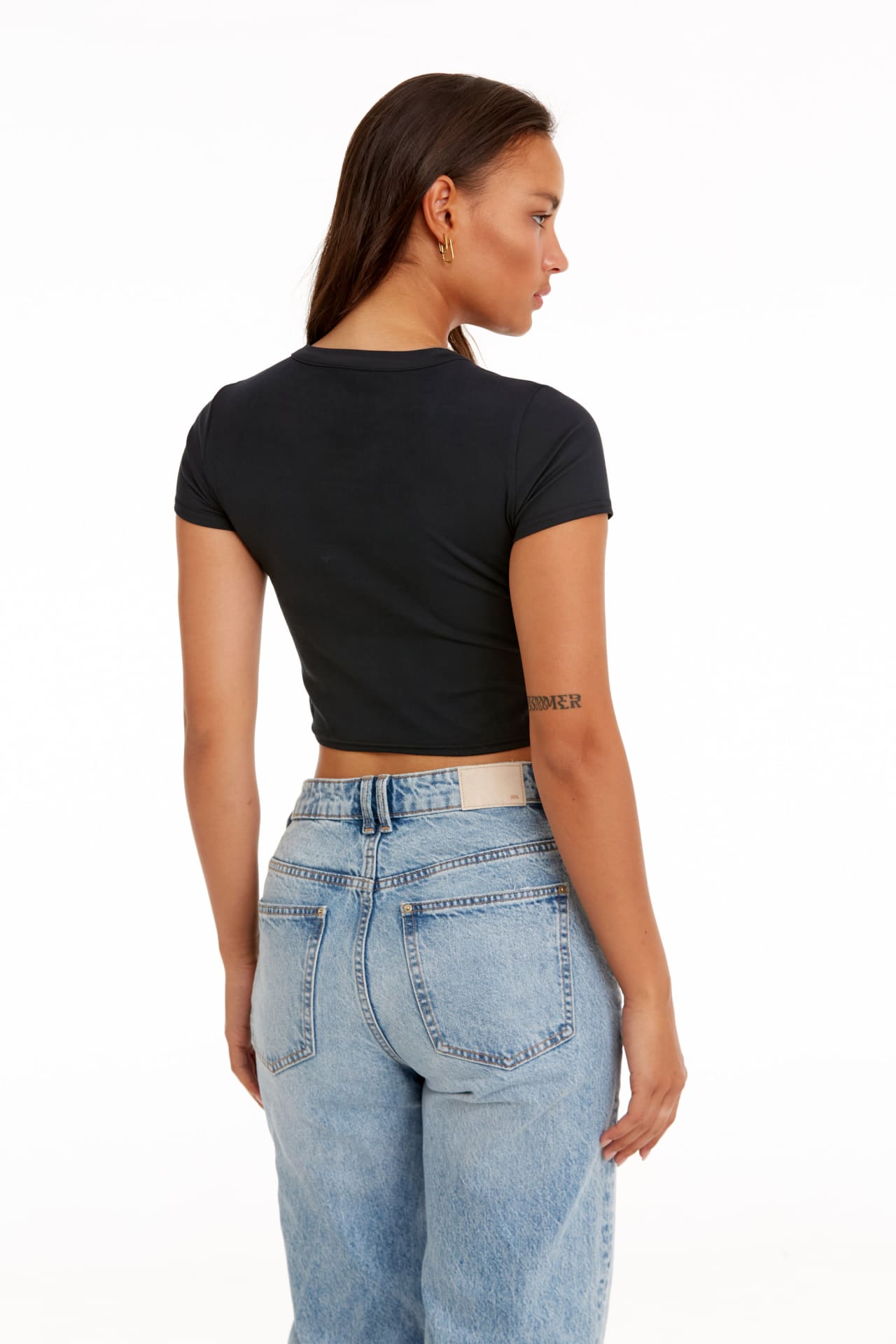 BIRDIESMOOTH - YOUR NEW GO-TO CROPPED BABY TEE SİYAH KISA KOLLU CROP T-SHIRT - T-Shirt - BIRDIEJAY